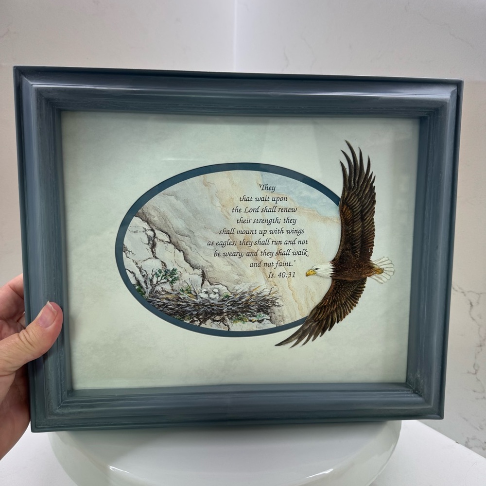 Isaiah 40:31 Framed Scripture Art Print with Eagle Design